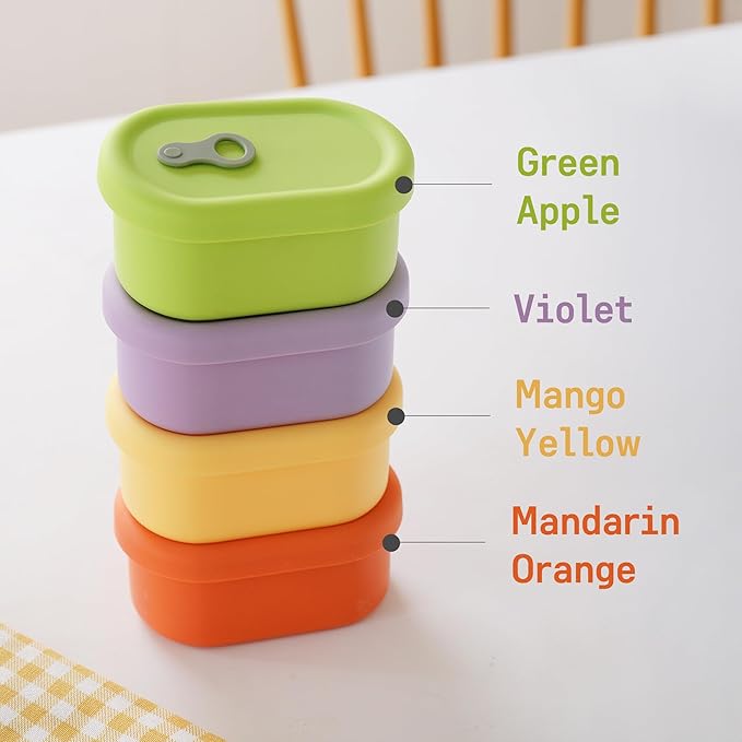Premium Korean-Made Silicone Airtight Food Container with Steam Vent – BPA Free, Leakproof, Microwave & Freezer Safe Meal Prep. & Leftovers Storage (Mandarin Orange, 7 floz)