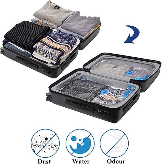 amhomel Vacuum Storage Bag (3 Jumbo, 3 Large, 3 Medium, 3 Small) Ziplock Space Saver Sealer Bags, Air Tight Compression Organizers for Pillows Clothes Blankets Comforters with Hand Pump - 12 Combo