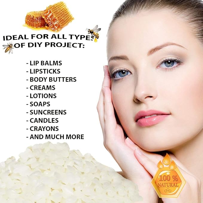 Howemon White Beeswax Pellets 10 lb 100% Pure and Natural Triple Filtered for Skin, Face, Body and Hair Care DIY Creams, Lotions, Lip Balm and Soap Making Supplies