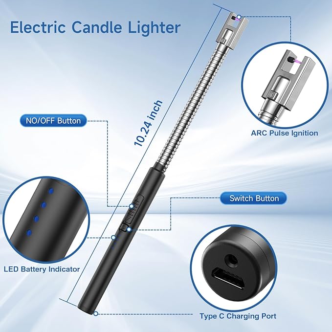 Flame bird 2 Pack Flexible Multi-Purpose Lighter, Long Butane Torch Lighter USB Rechargeable Electric Lighter for Candles BBQ Grill Fireplace Kitchen Camping (NOT PREFILLED)