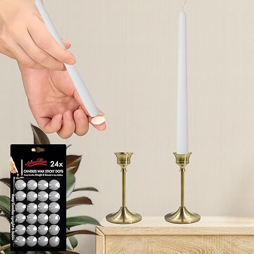 NJAO HOO Candle Sticky Dots Candle Adhesive Taper Candle Accessories Candle Wax Dots Round Double Sided Adhesive Small Candle Accessories(24 Dots)