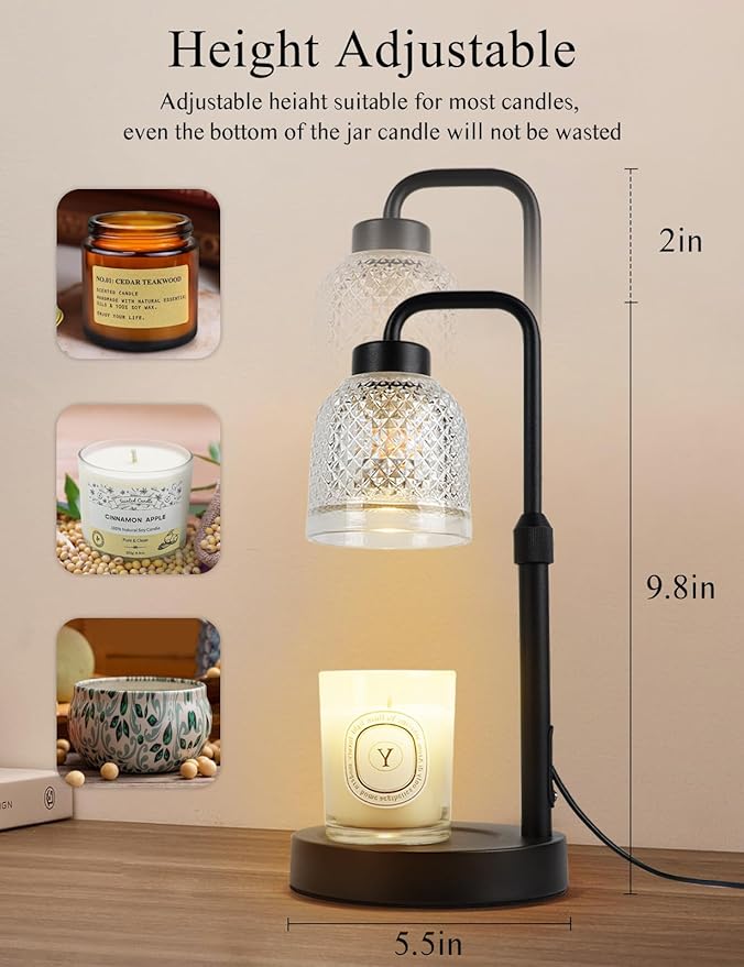 Candle Warmer Lamp with Timer Dimmable, Adjustable Lamp Candle Warmer, Birthday Gifts for Women Mom, Wax Warmer Lamp for Scented Jar, House Warming Gifts New Home Decor