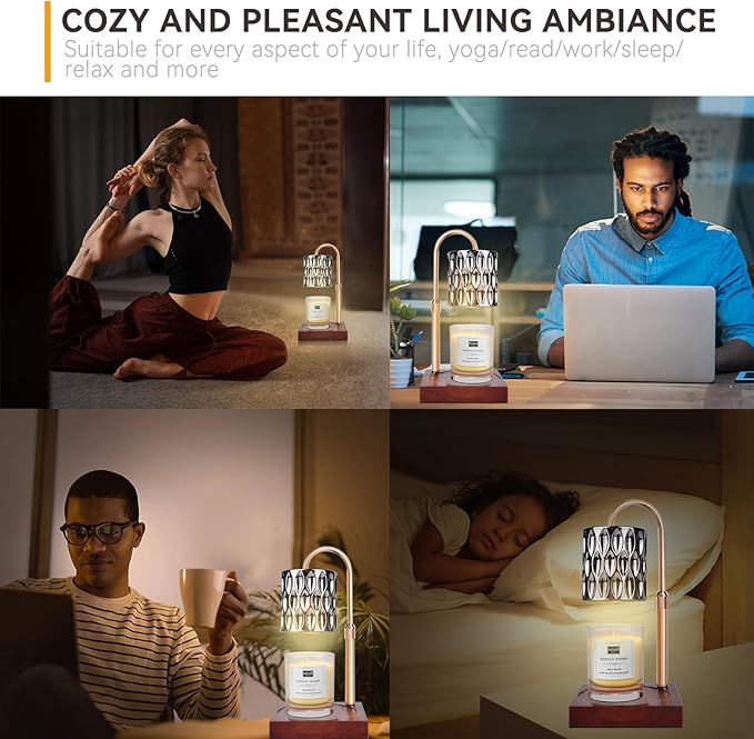 TOACSUCP Candle Warmer Lamp with 3 Bulbs, Adjustable Height Dimmable Candle Warmer with Timer, Compatible with Large Jar Candles, Candle Lamp with Charming Gift Box Ribbon for Her/Him