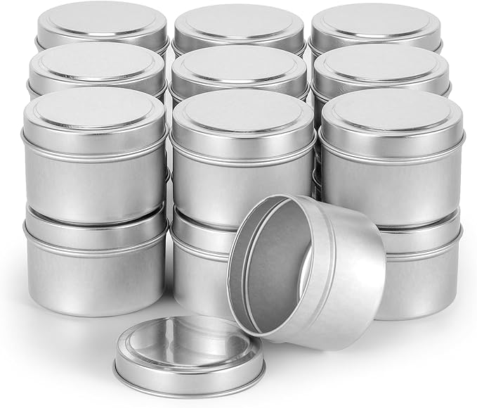 48 Pack 4oz Silver Candle Tins Jars, Empty Candle Jars for Making Candles, 48pcs Candle jars with Lids, Bulk Candle Making Kit For Adults, Small Business (48)