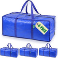 Creative Green Life Extra Large Moving Bags and Clothing Storage Bins with Strong Zipper & Carry Handles, Stackable, Heavy Duty Packing Moving Boxes for College Dorm Room Essentials (Blue, 4 Pack)