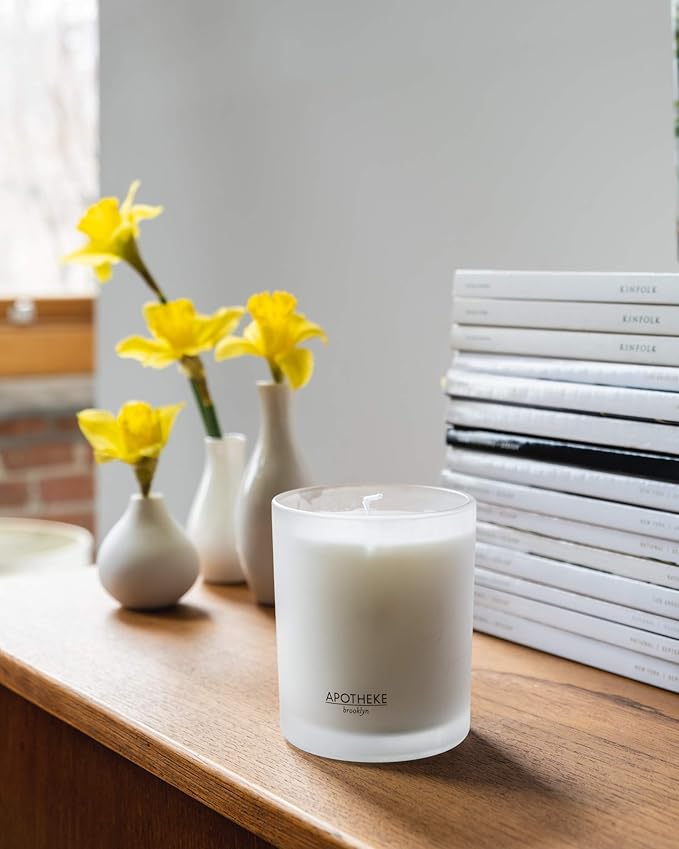 Apotheke Signature Scented Candles for Home, Sea Salt Grapefruit - 10.5 oz - Soy Wax, Non Toxic, Large Jar White - Luxury Candle Gifts for Women & Men - Pepper, Dew Drops, and Tarragon