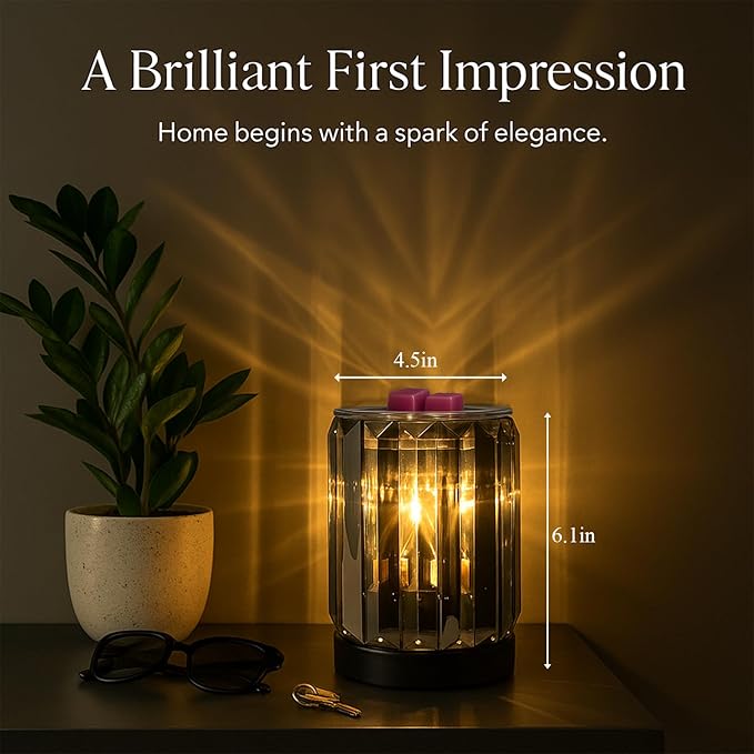Leyoue Wax Melting Heater Electric Burning Burner Electric Essential Oil Warmer Incense Wax Melt Warmer Night Light Aroma Decorative Lamp for Gifts & Decor(Ironwork Crystal)