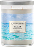 Michel Design Works Beach Scented Candle, 14 oz Soy Blend Dual Wick Candle, Glass Tumbler Jar with Lid, 75 Hour Burn Time, Clean Marine Coastal Home Fragrance Gift