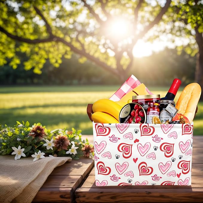 Valentine's Day Basket Gift for Empty Cute Heart Large Storage Bin for Kid and Baby Room Décor (Love you heart)