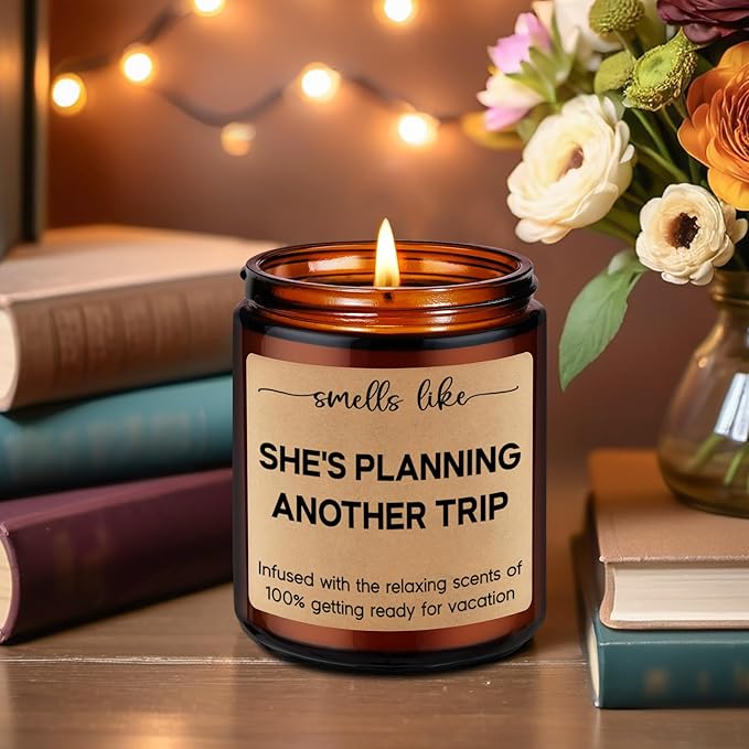 LEADO Candle, Travel Gifts for Women, Gifts for Travelers - Cool Ideas for People Who Travel, Girls Trip - Funny Birthday, Mothers Day, Traveling Presents for Travelers Women, Mom, Couple, Friend, Her