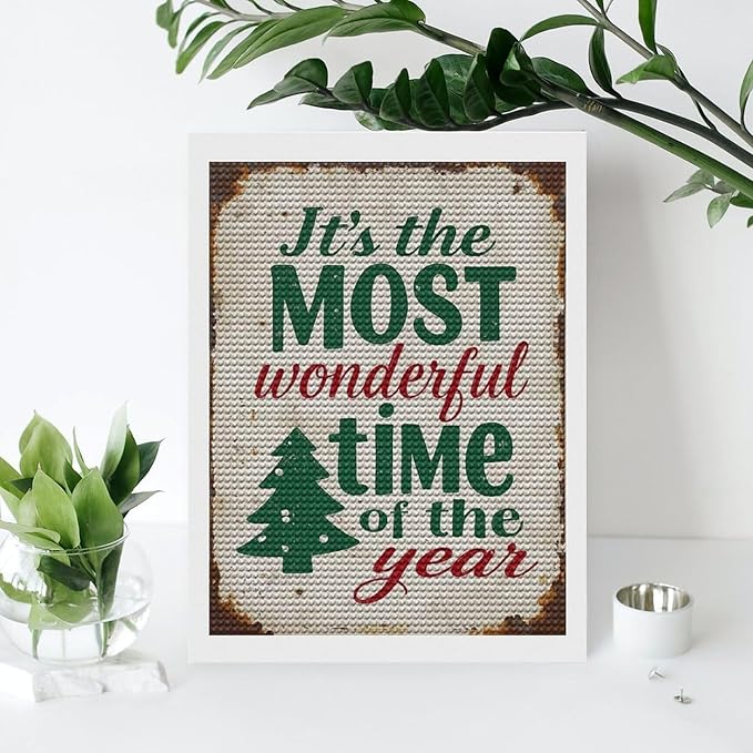 Diamond Painting Kits for Adults - Humorous Quote & Christmas Tree Most Wonderful Time of The Year Painting DIY 5D Full Drill Diamond Dots Paintings with Diamonds Gem Art And Crafts Home Decor 12"x16"