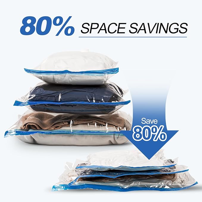 VMstr Vacuum Seal Bags for Clothing Travel, Vacuum Storage Bags with USB Electric Pump, Compression Space Saver for Luggage Suitcase 6 Combo Bags + USB Pump