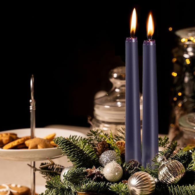 KONNI 0.87×10 Inch Dark Blue Taper Candles, Unscented and Smokeless Tall Candlesticks, 10 Pack Tapered Candles with Cotton Wicks, Long Burning, Ideal for Weddings, Dinner Parties, and Home Décor