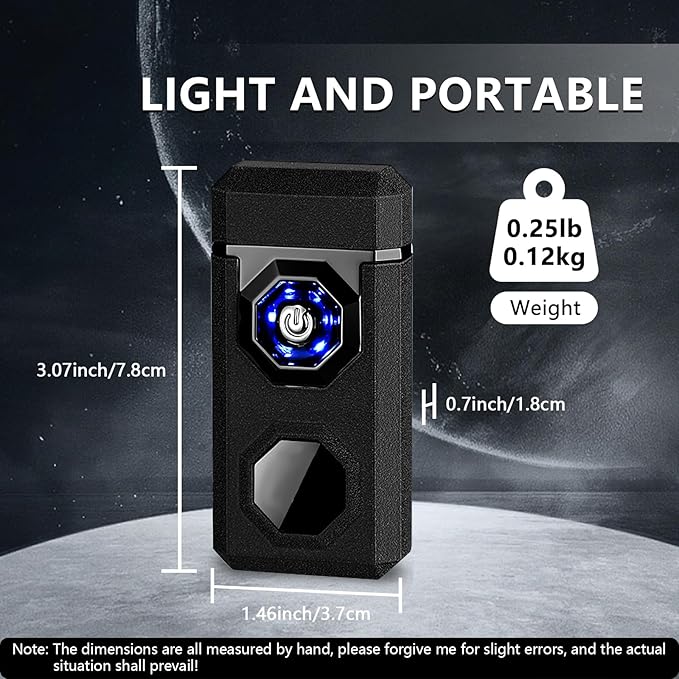 SKRFIRE Plasma Rechargeable Electric Lighter for Candle Arc Type C Electronic Torch Windproof Portable Metal Lighter with LED Power Display for Camping, Hiking, BBQ (Matte Black)