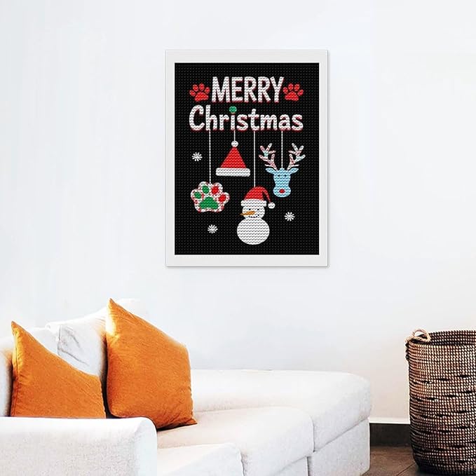 AIVKIEJK Diamond Painting Kits for Adults - Merry Christmas Paw Painting DIY 5D Full Drill Diamond Dots Paintings with Diamonds Gem Art and Crafts Home Decor 12"x16"