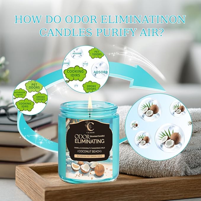 Coconut Odor Eliminating Candles, Pet Scented Candles for Home, Single Wick Soy Candle Gifts for Women, Men, Ideal for Creating Relaxing Atmosphere, Over 50 Hours of Burn Time