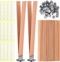 Candle Wick for Candle Making, Wooden 120Pcs 5.0X 0.5 Inch, 60Pcs Iron Stand, 60Pcs Candle Wick Stickers