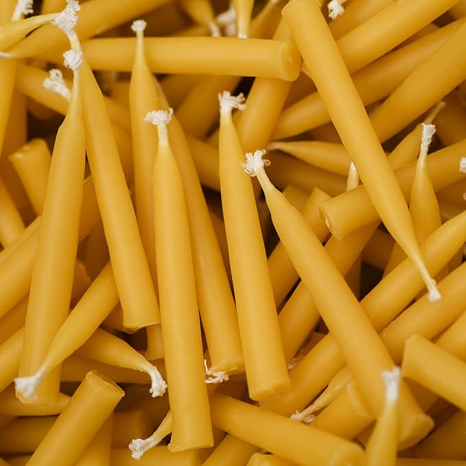 Meditation Beeswax Candles 90Pcs, 20 Minute Mini Candles Set, 2.6 Inch Small Bees Wax Taper Candles - Smokeless, Dripless and Non-Toxic for Home, Women Gifts, Yoga-Yellow