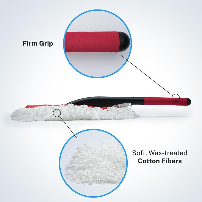 S.M. Arnold Ultra-Soft Microfiber Vehicle Duster - Ideal for Cars, Trucks, RVs, Boats, 25-Inch Long, Gentle on All Surfaces, Durable, Easy to Use, Includes Handy Storage Pouch for Efficient Cleaning