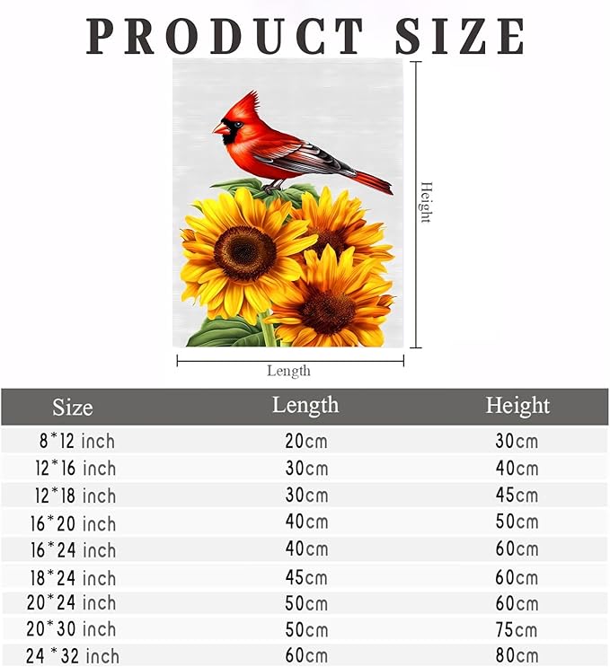 GUAIEUW Sunflower Red Bird Diamond Painting Kit for Adults, Full Round Diamond Cardinal Bird 5D Diamond Painting DIY Art Crafts for Winter Home Wall Decor Holiday Gift 18x24 Inch