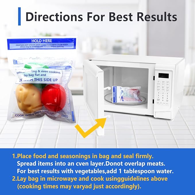 100 Pcs Microwave Steam Bags for Cooking 50 Medium and 50 Large Sizes Reusable Zipper Steamer Bags Microwave Steaming Bag for Vegetables Potatoes Meat Frozen Food (100)