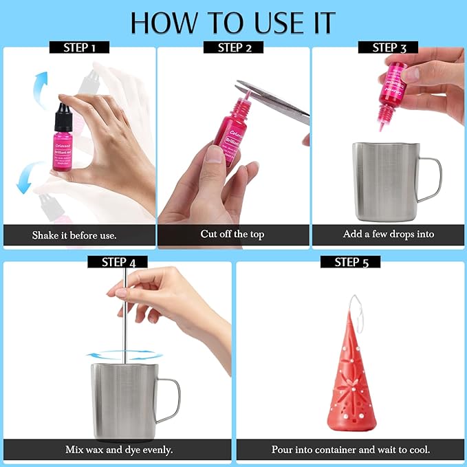 20 Vibrant Colors Candle Dye - Highly Concentrated Liquid Candle Colorant for Soy Wax