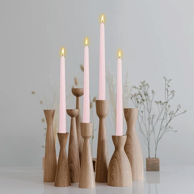 Handmade Light Pink Colored Taper Candlesticks Rose Scented Taper Candles Long Lasting Burn Candles Smokeless Aromatherapy Tall Candles 10 inch Elegant for Home Decoration Wedding Party Gift