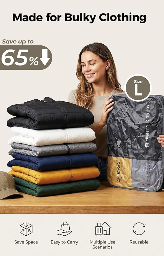 IKYWT Vacuum Storage Bag Kit with Pump, 41L Compression Bag for Home Organization & Long Trips, Vacuum Seal Storage for Luggage & Seasonal Storage (1-Pack)