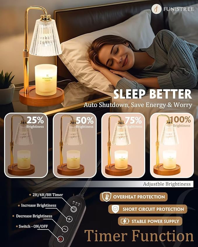 Candle Warmer Lamp with Timer Dimmable Crystal Vertical Stripe,Mothers Day Birthday Gifts for Women Mom, Adjustable Candle Warmer with 2 Bulbs, Candle Lamp for Jar Candles, House Warming Home Decor