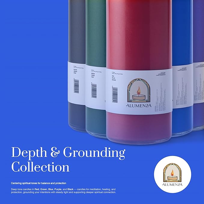3 Pack Blue 7 Day Candles in Glass Jar – Paraffin Wax, Clean Burning Unscented | Large & Tall Devotional Prayer Pillar Candles for Home, Memorial, Spells, Long Lasting
