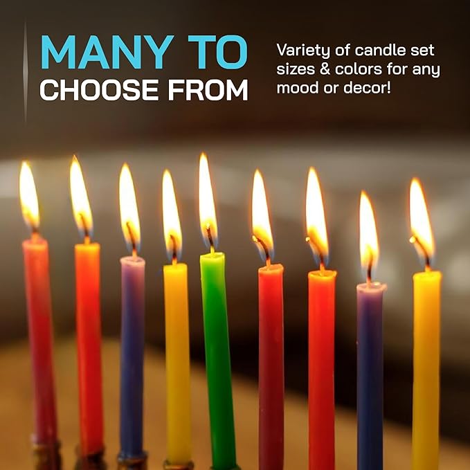 Danilovo Thin Taper Beeswax Candles - Honey-Scented, Decorative Candles Ideal for Birthday Decoration or Church Prayers - Turqoise Drip Free, Tall & Smokeless Pack of 50 pcs, 7.3 x 0.24 inch