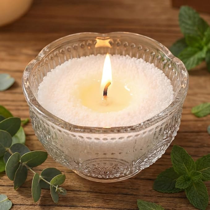 MTLEE Pearled Candle 4.4 lb Eucalyptus Scented Sand Candle Wax Kit Valentines Day Gift for Women Lover with Wrap Box 100 Wicks White Beaded Wax Gift Set for Valentine's Day Wife Couples Mother