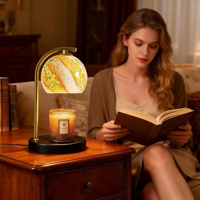 Womens Gifts for Christmas Candle Warmer Lamp, Dimmable Scented Wax Melt Warmer with Timer, Housewarming Gifts for Home Bedroom Decor, Xmas Birthday Gifts for Mom, 2 Bulbs, White+Gold