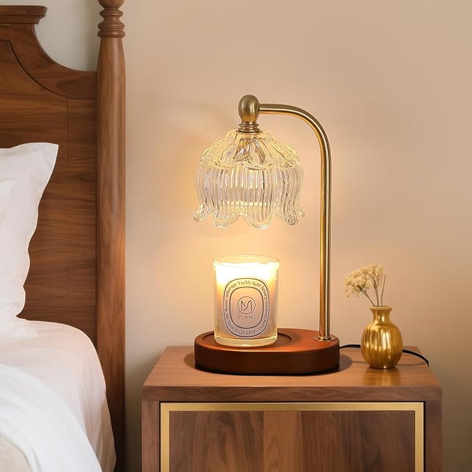 MEIXISUE Candle Warmer Lamp with Timer Dimmable,Antique Brass Candle Lamp,Wax Melt Warmer Light for Jar Candles,Mother's Day/Birthday/Christmas Gifts for Mom/Wife,Home Decor Lamp,with 2 Bulbs