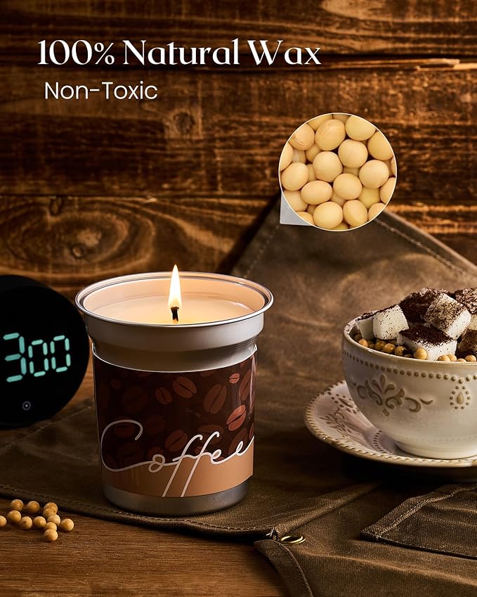 M&SENSE Mocha Coffee Scented Candles 12.3oz 75 Hours Slow Burn, Soy Organic Candles Non Toxic, Fall Seasonal Candle for Home Decor, Holiday Aromatherapy Gifts for Women Men