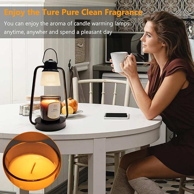 MAOYUE Candle Warmer Lamp with Timer Dimmer - Mothers Day Gifts for Women, Electric Wax Melt Warmer Lamp for Jar Candles, Vintage Candle Lamp Warmer with 2 Bulbs, House Warming Gifts New Home Decor