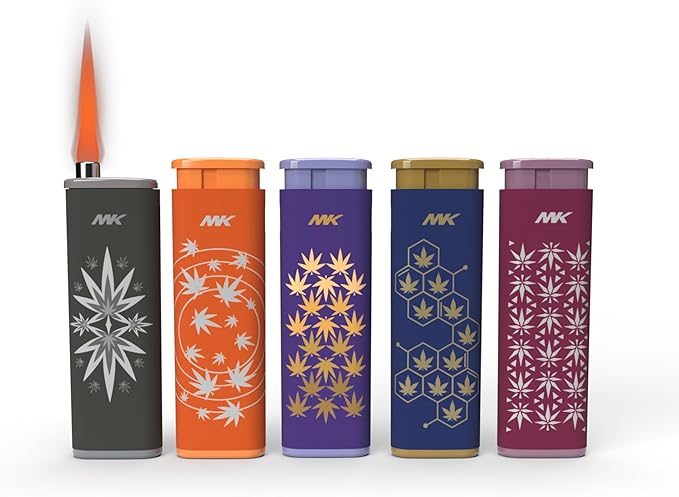 MK Wind Proof Jet Flame Lighters, 5PCS Striking Design, Ideal as Lighters for BBQ, Camping, Outdoor use, utane Refillable Wind-Resistant Flame,(Connection-5PC)