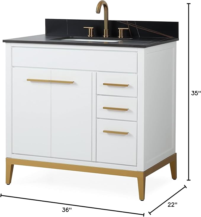 Tennant Brand 36 inch Modern Style Beatrice Bathroom Sink Vanity (White, 36 inch)