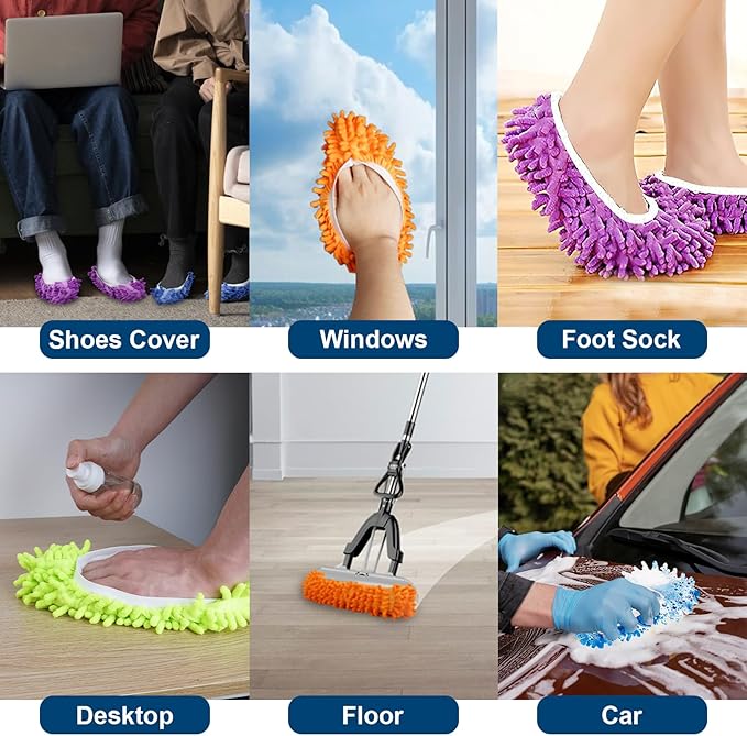 Cosywell Large Size 5 Pairs 10 PCS Shoes Cover for Mop Slippers Dusting Mop Shoes for Floor Cleaning House Washable（L）