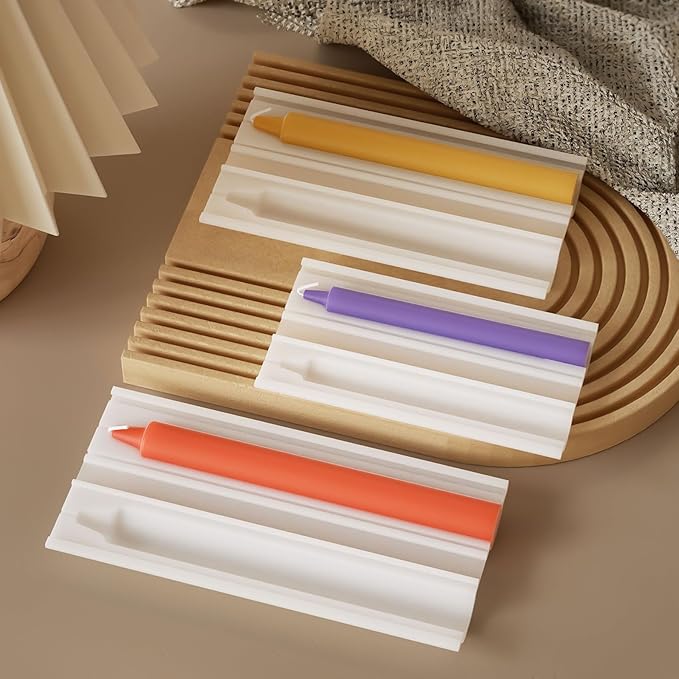 3 Pcs Column Candle Mold Silicone Long Taper Resin Mold for Handcrafted Pillar & Taper Candles