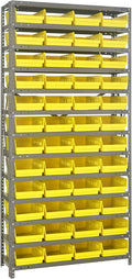 Quantum Storage Systems 1275-107YL Steel Shelving Unit with 4" Shelf Bins, 12" D x 36" W x 75" H, Yellow