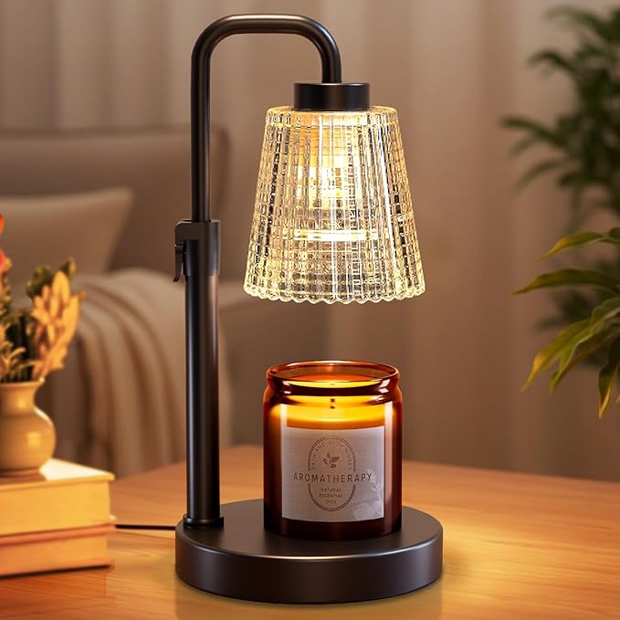 hyrion Candle Warmer Lamp with Timer, Dimmer Adjustable Height Wax Melter Warmer for Scented Jar Candles, Flameless Candle Melter Lamp for Home Decor, Birthday Gifts for Women Mom (2 Bulbs Included)