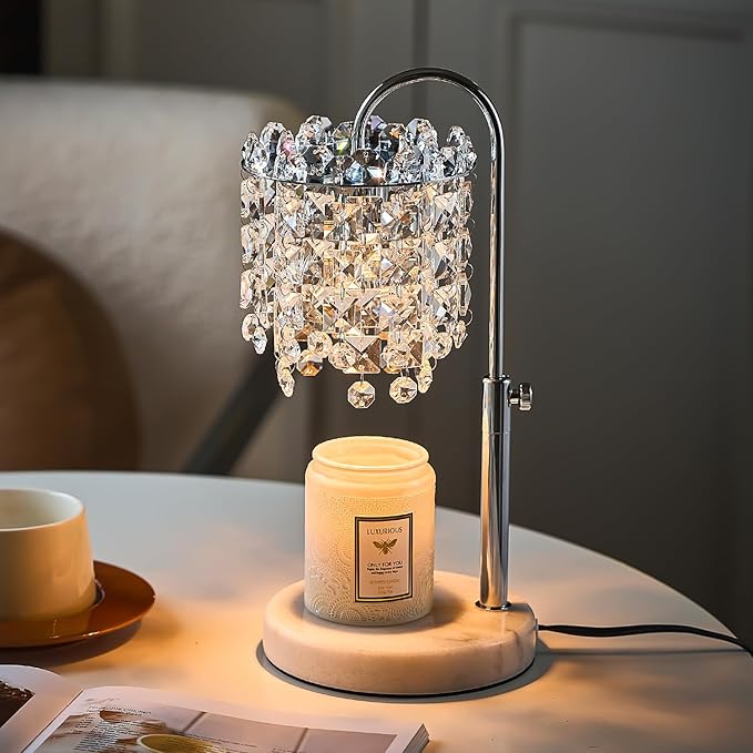 Candle Warmer Lamp with Timer Dimmer Adjustable Height for New Home Bedroom,Vintage Home Decor for Scented JaR 3 Bulbs for New Home Decor, Women Mom Christmas Birthday Gifts, Silver (Silver)
