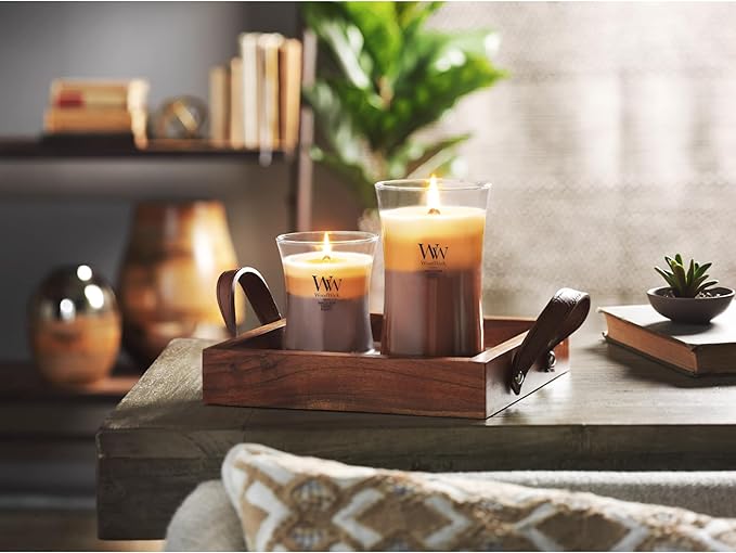 WoodWick Café Sweets Trilogy Holiday Candle Gifts for Women and Men, 21.5 oz Large Hourglass Trilogy Candle with Crackling Wick