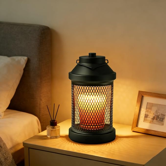 Candle Warmer Lamp - Electric Candle Warmer with Timer & Dimming Function, Wax Melt Warmer for Home Fragrance and Home Décor, Bedside Lamp Lantern Birthday Gifts for Women Mom (Grid, 2 Bulbs Included)