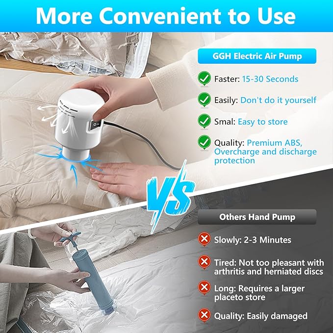 GGH Electric Air Pump for vacuum seal bags Travel for clothing Vacuum Pump for Various Vacuum Seal Bags Portable Vacpack Air Pump for Compression Clothing Luggage White(Storage Bag Not Included)