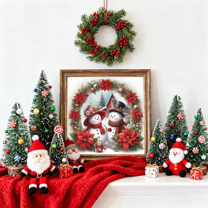 VIGEGU Diamond Art Kits for Adults, Christmas Diamond Painting Kits for Beginners, Christmas Snowman Diamonds Art Painting Kits, 5D Round Full Drill Crafts Kits Home Decor 12x12 Inch