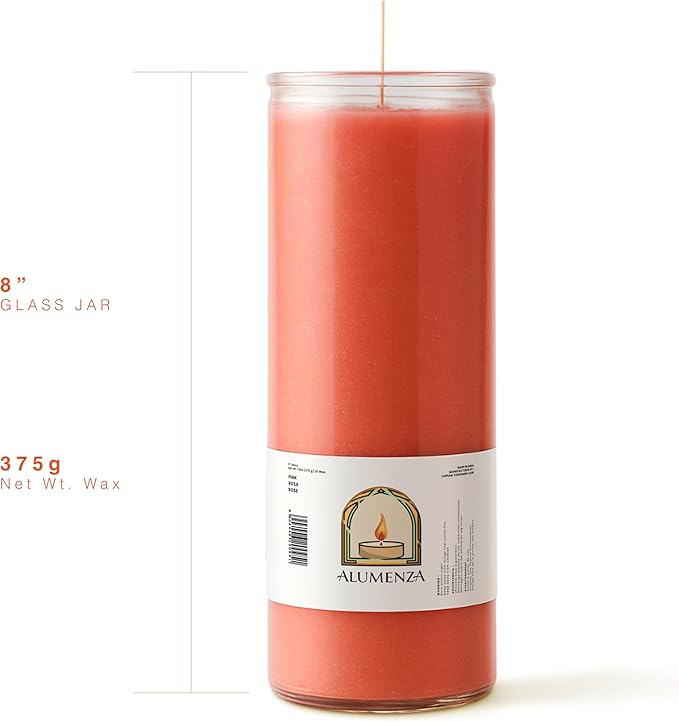 Bulk 6 Pack Pink 7 Day Candles in Glass Jar – Paraffin Wax, Clean Burning Unscented | Large & Tall Devotional Prayer Pillar Candles for Home, Memorial, Spells, Long Lasting