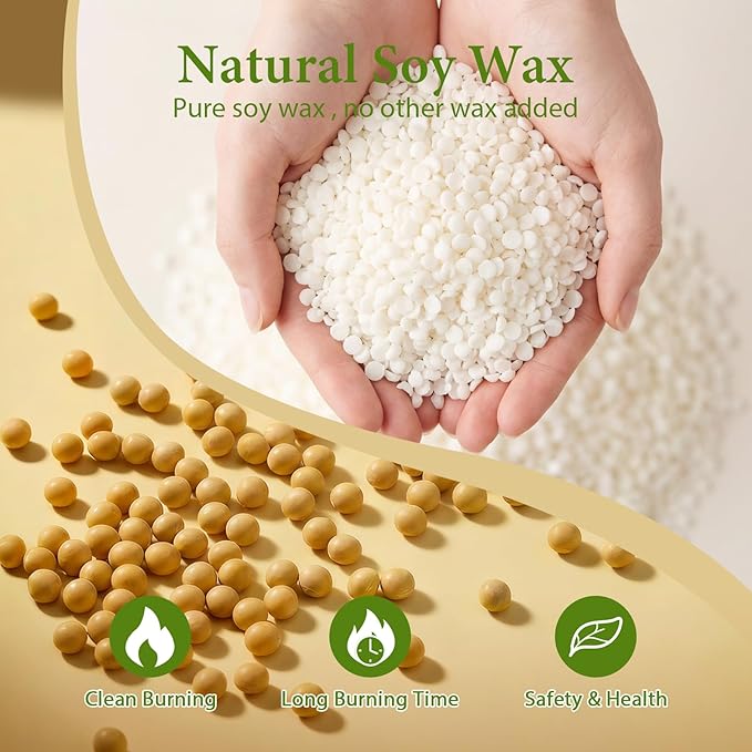 SAEUYVB Soy Wax for Candle Making,5lbs Natural Soy Wax Pellets with 20 Color Liquid Dye,20 Cotton Wicks,Complete Candle Making Supplies for Adults- Ideal for Home Decoration & DIY Gifts