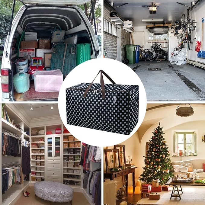 iwill CREATE PRO Pack of 3, 100L Large Size Ornament Festival Decoration Items Storage Bags, Such as Lights, Balls, Gift Wrapping, Travel Duffel Bags, Black